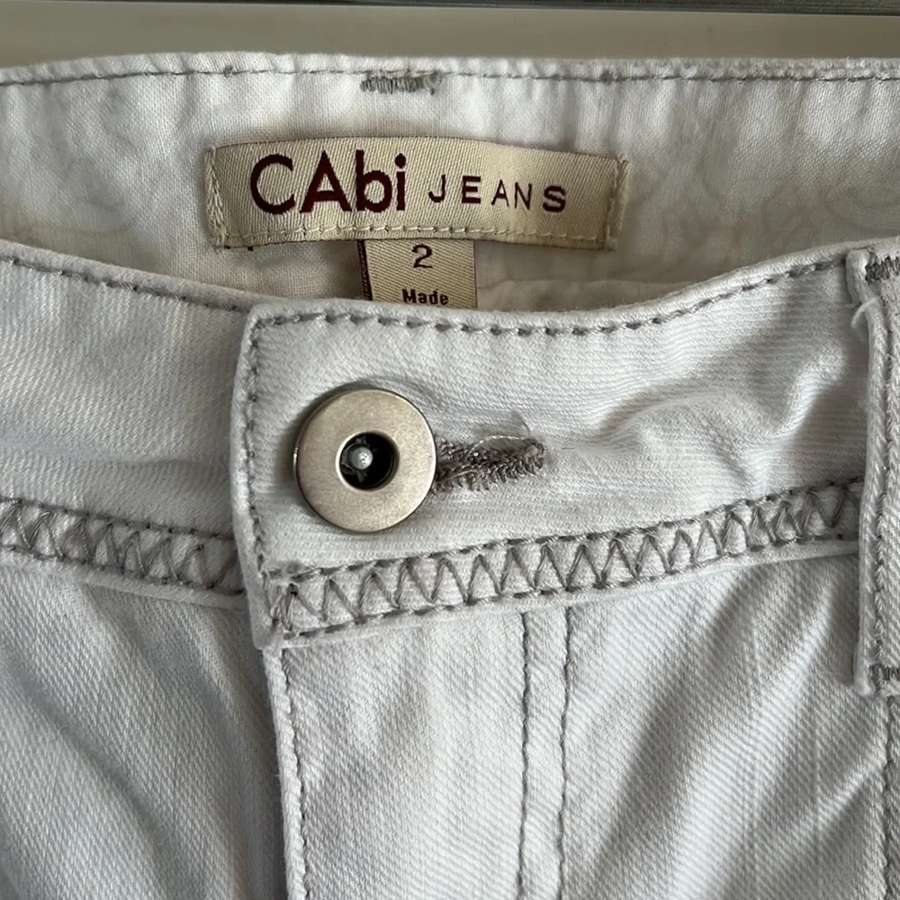 CAbi Women’s White Denim Bermuda Shorts.